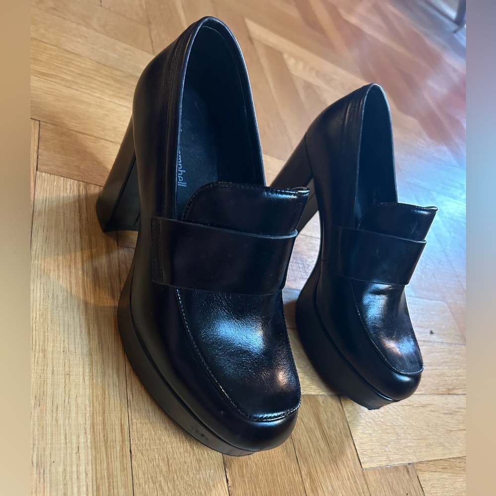 Jeffrey Campbell Black Platform Loafer Heels - Picture 5 of 13